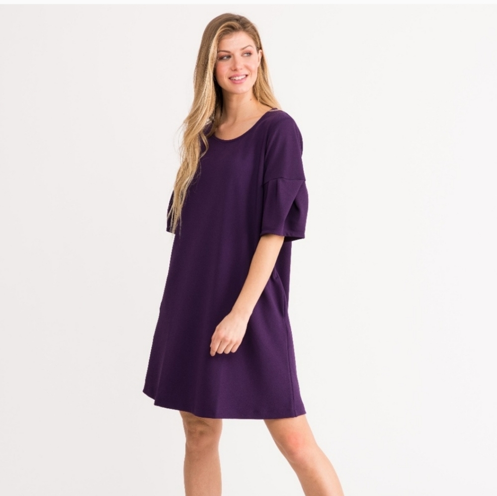 Agnes & Dora Adams Onassis Shift Dress Plum Purple Women's Small S NWT